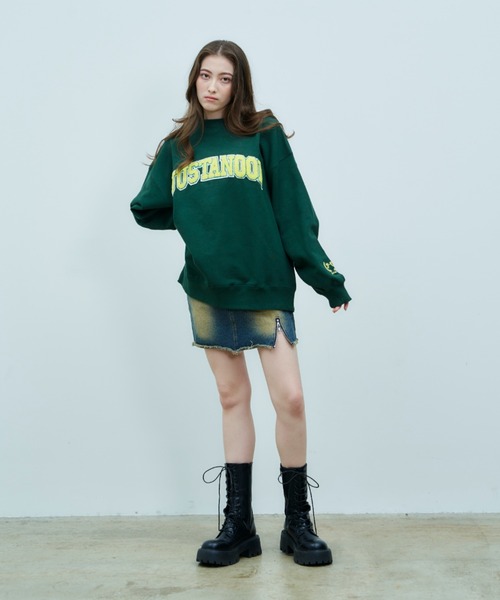 JUST A NOON（ジャストアヌーン）の「EMBROIDERY LOGO SWEAT（スウェット・レディース・グリーン/チャコールグレー・MEDIUM/X-LARGE）」の12枚目の写真