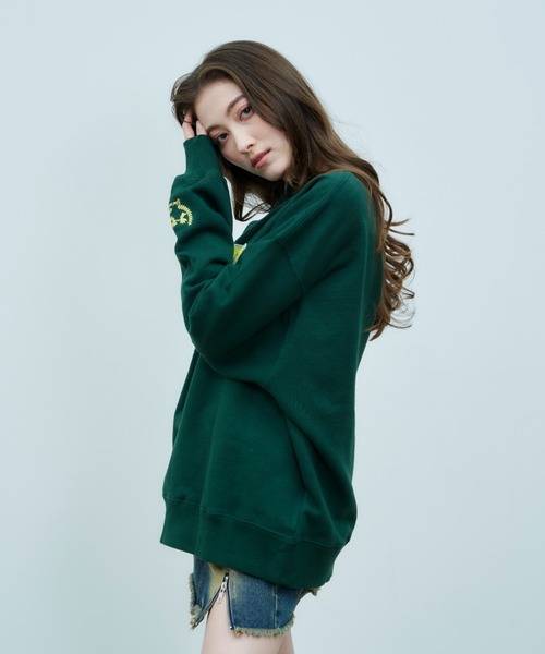 JUST A NOON（ジャストアヌーン）の「EMBROIDERY LOGO SWEAT（スウェット・レディース・グリーン/チャコールグレー・MEDIUM/X-LARGE）」の8枚目の写真