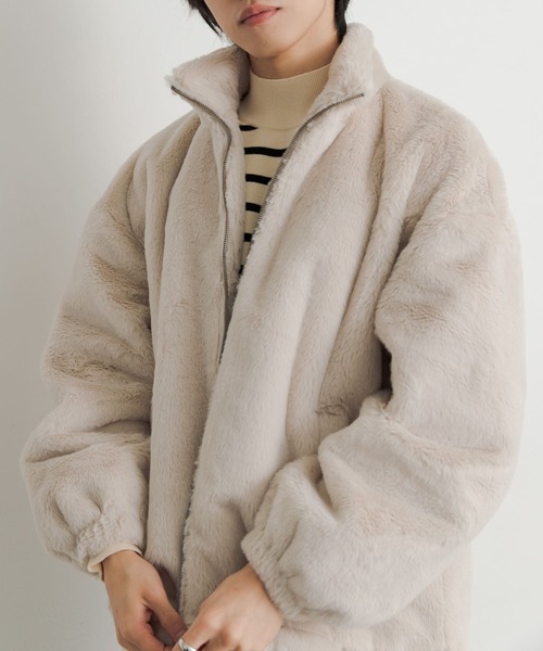 SENSE OF PLACE by URBAN RESEARCH（センスオブプレイスバイアーバンリサーチ）の「フェイクファーZIPブルゾン（ブルゾン・メンズ・チャコールグレー/ライトベージュ・MEDIUM/LARGE）」の19枚目の写真