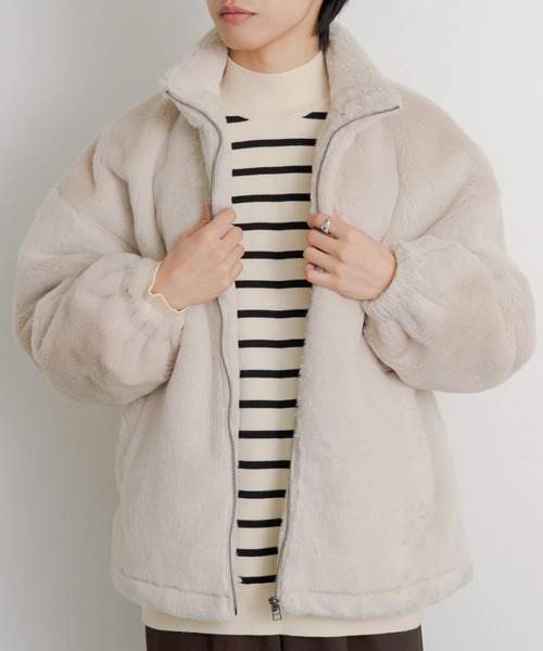 SENSE OF PLACE by URBAN RESEARCH（センスオブプレイスバイアーバンリサーチ）の「フェイクファーZIPブルゾン（ブルゾン・メンズ・チャコールグレー/ライトベージュ・MEDIUM/LARGE）」の20枚目の写真