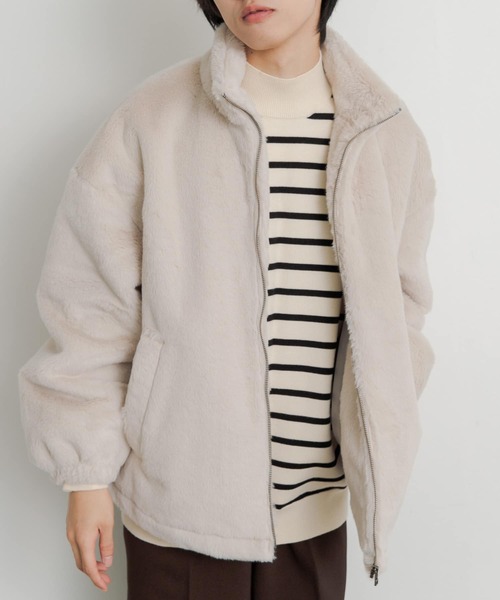 SENSE OF PLACE by URBAN RESEARCH（センスオブプレイスバイアーバンリサーチ）の「フェイクファーZIPブルゾン（ブルゾン・メンズ・チャコールグレー/ライトベージュ・MEDIUM/LARGE）」の21枚目の写真