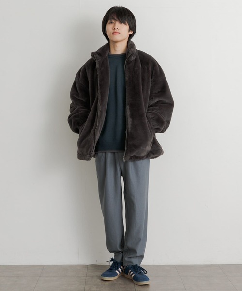 SENSE OF PLACE by URBAN RESEARCH（センスオブプレイスバイアーバンリサーチ）の「フェイクファーZIPブルゾン（ブルゾン・メンズ・チャコールグレー/ライトベージュ・MEDIUM/LARGE）」の3枚目の写真