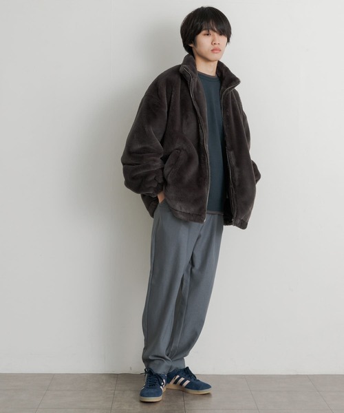 SENSE OF PLACE by URBAN RESEARCH（センスオブプレイスバイアーバンリサーチ）の「フェイクファーZIPブルゾン（ブルゾン・メンズ・チャコールグレー/ライトベージュ・MEDIUM/LARGE）」の4枚目の写真