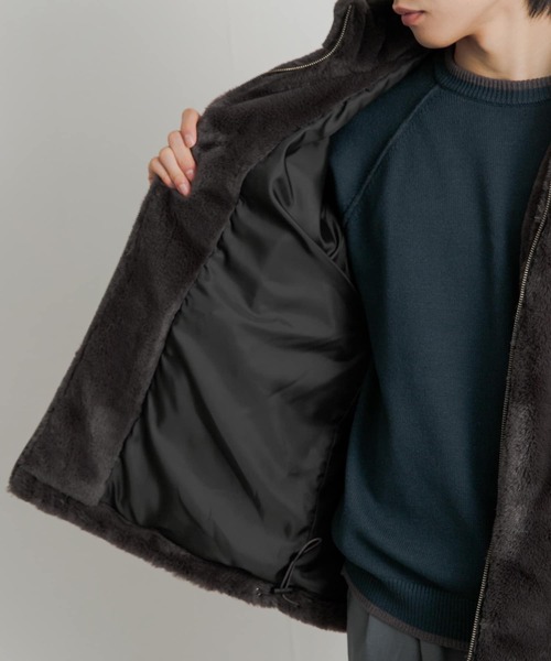 SENSE OF PLACE by URBAN RESEARCH（センスオブプレイスバイアーバンリサーチ）の「フェイクファーZIPブルゾン（ブルゾン・メンズ・チャコールグレー/ライトベージュ・MEDIUM/LARGE）」の10枚目の写真