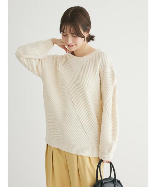 Petit fleur（プチフルール）の「・Petit　Fleur　ランダムキリカエニット（ニット/セーター・レディース・ベージュ/グリーン/サックスブルー/オフホワイト・FREE）」の15枚目の写真