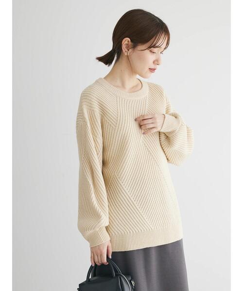 Petit fleur（プチフルール）の「・Petit　Fleur　ランダムキリカエニット（ニット/セーター・レディース・ベージュ/グリーン/サックスブルー/オフホワイト・FREE）」の16枚目の写真