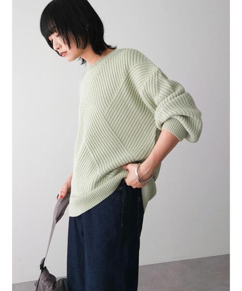 Petit fleur（プチフルール）の「・Petit　Fleur　ランダムキリカエニット（ニット/セーター・レディース・ベージュ/グリーン/サックスブルー/オフホワイト・FREE）」の17枚目の写真