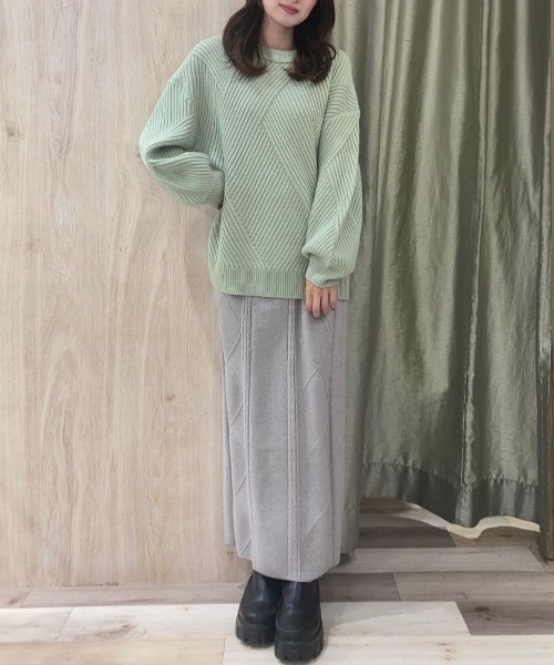 Petit fleur（プチフルール）の「・Petit　Fleur　ランダムキリカエニット（ニット/セーター・レディース・ベージュ/グリーン/サックスブルー/オフホワイト・FREE）」の12枚目の写真