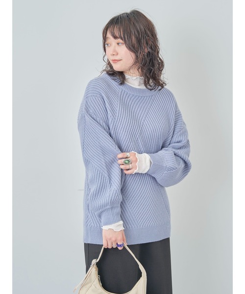 Petit fleur（プチフルール）の「・Petit　Fleur　ランダムキリカエニット（ニット/セーター・レディース・ベージュ/グリーン/サックスブルー/オフホワイト・FREE）」の11枚目の写真