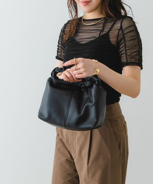 RODE SKO（ロデスコ）の「ギャザーハンドルバッグ（ショルダーバッグ・レディース・ブラック/ピンク系その他/シルバー/ミント・ONE）」の5枚目の写真