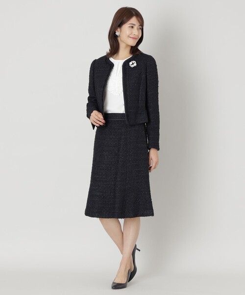 美品✨️トゥービーシック　ノーカラージャケット　ツイード　上品　40　大人可愛い フラッグモールツイード ノーカラージャケット(ジャケット)｜TO