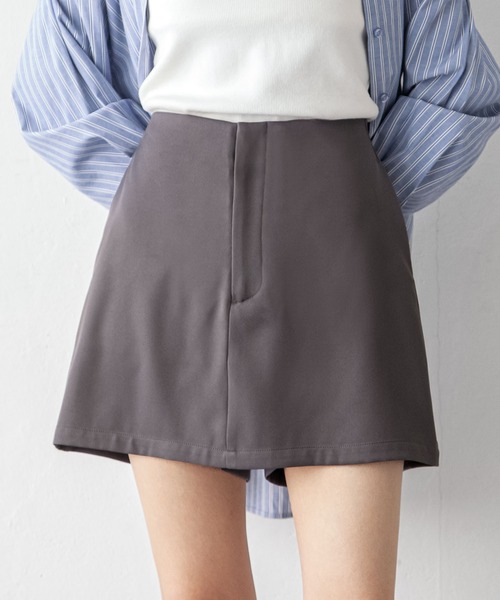 Chillfar(チルファー)の「台形ミニスカパン(スカート・レディース・グレー/ブラック/アイボリー・FREE)」の3枚目の写真
