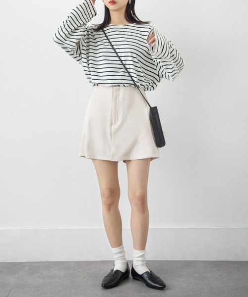 Chillfar(チルファー)の「台形ミニスカパン(スカート・レディース・グレー/ブラック/アイボリー・FREE)」の8枚目の写真