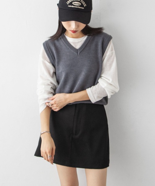 Chillfar(チルファー)の「台形ミニスカパン(スカート・レディース・グレー/ブラック/アイボリー・FREE)」の16枚目の写真