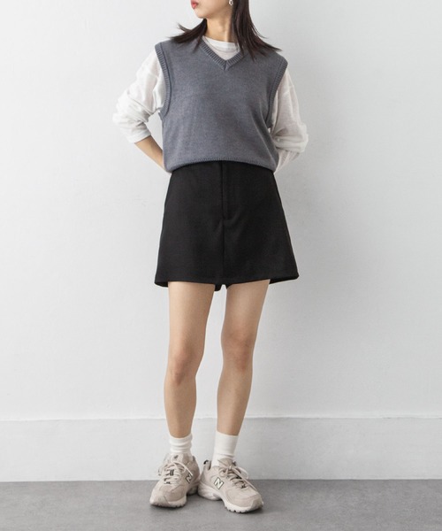 Chillfar(チルファー)の「台形ミニスカパン(スカート・レディース・グレー/ブラック/アイボリー・FREE)」の17枚目の写真