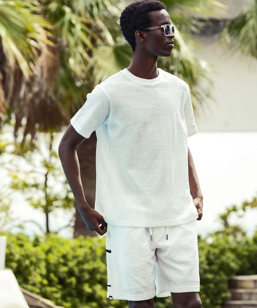 【セール】1PIU1UGUALE3 RELAX(ウノピゥウノウグァーレトレ リラックス)クレープニットロゴ半袖Tシャツ（Tシャツ/カットソー）｜1PIU1UGUALE3 RELAX （ウノピゥウノウグァーレトレ リラックス）