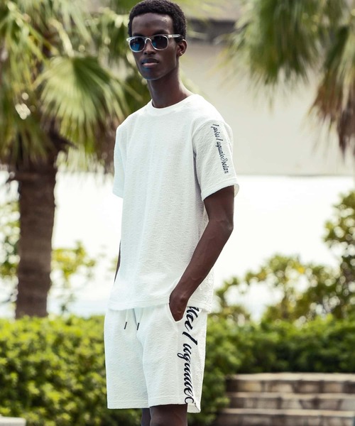 【セール】1PIU1UGUALE3 RELAX(ウノピゥウノウグァーレトレ リラックス)クレープニットロゴ半袖Tシャツ（Tシャツ/カットソー）｜1PIU1UGUALE3 RELAX （ウノピゥウノウグァーレトレ リラックス）