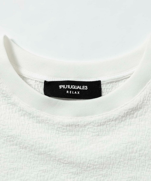 【セール】1PIU1UGUALE3 RELAX(ウノピゥウノウグァーレトレ リラックス)クレープニットロゴ半袖Tシャツ（Tシャツ/カットソー）｜1PIU1UGUALE3 RELAX （ウノピゥウノウグァーレトレ リラックス）