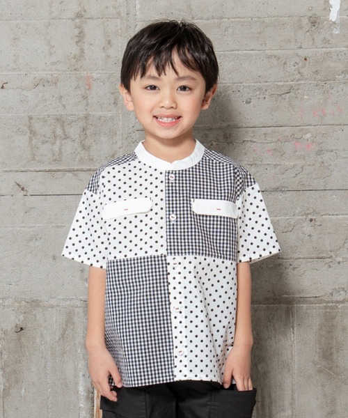 RAGMART（ラグマート）の「バンドカラーシャツ（Tシャツ/カットソー・キッズ・チェック/ストライプ/オフホワイト・90cm/95cm/80ｃｍ）」の2枚目の写真