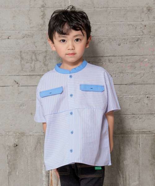 RAGMART（ラグマート）の「バンドカラーシャツ（Tシャツ/カットソー・キッズ・チェック/ストライプ/オフホワイト・90cm/95cm/80ｃｍ）」の3枚目の写真