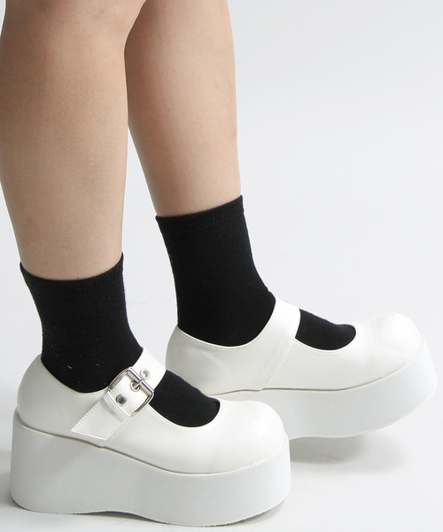 WEGO（ウィゴー）の「WEGO/ボリュームソールパンプス（パンプス・レディース・ブラック/ホワイト/パープル/ブラック系その他・LARGE/MEDIUM）」の2枚目の写真