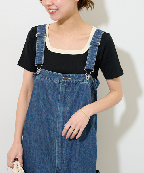 MILLER（ミラー）の「別注【MILLER/ミラー】*RELUME スクエアネック S/S TEE：Tシャツ（Tシャツ/カットソー・レディース・ブラック/ブラックミックス/ネイビー・FREE）」の5枚目の写真