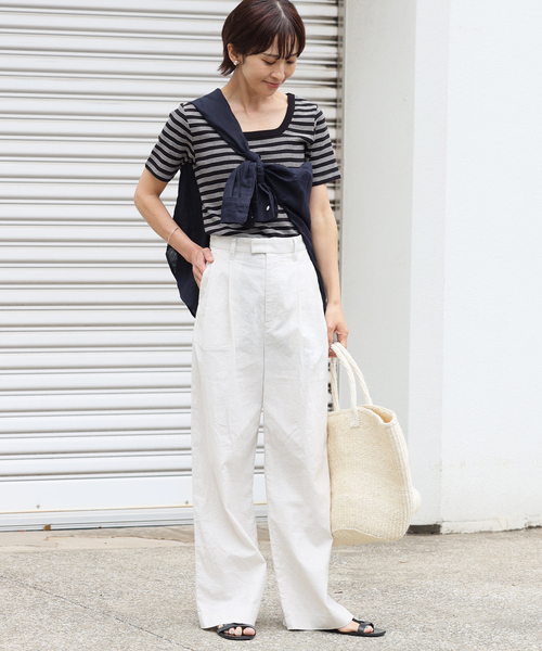 MILLER（ミラー）の「別注【MILLER/ミラー】*RELUME スクエアネック S/S TEE：Tシャツ（Tシャツ/カットソー・レディース・ブラック/ブラックミックス/ネイビー・FREE）」の8枚目の写真