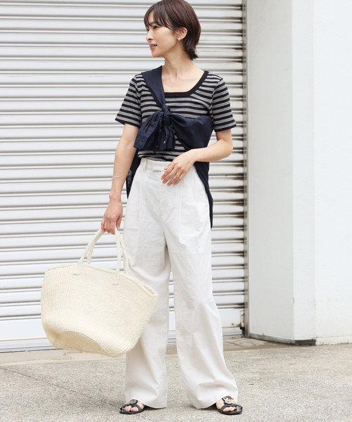 MILLER（ミラー）の「別注【MILLER/ミラー】*RELUME スクエアネック S/S TEE：Tシャツ（Tシャツ/カットソー・レディース・ブラック/ブラックミックス/ネイビー・FREE）」の9枚目の写真