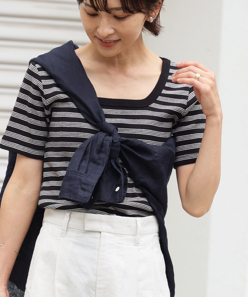 MILLER（ミラー）の「別注【MILLER/ミラー】*RELUME スクエアネック S/S TEE：Tシャツ（Tシャツ/カットソー・レディース・ブラック/ブラックミックス/ネイビー・FREE）」の15枚目の写真