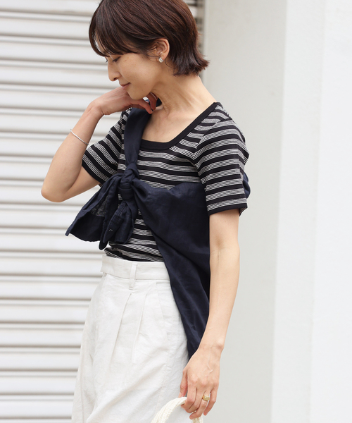 MILLER（ミラー）の「別注【MILLER/ミラー】*RELUME スクエアネック S/S TEE：Tシャツ（Tシャツ/カットソー・レディース・ブラック/ブラックミックス/ネイビー・FREE）」の17枚目の写真