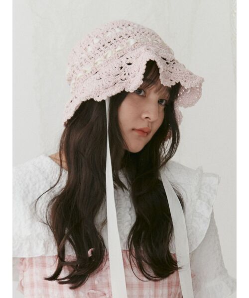 merry jenny（メリージェニー）の「透かし編みフリルハット（ハット