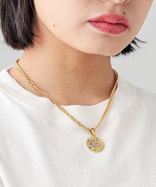 X-girl(エックスガール)の「CIRCLE LOGO CHARM NECKLACE(ネックレス・レディース・シルバー/ゴールド・ONE SIZE)」の1枚目の写真