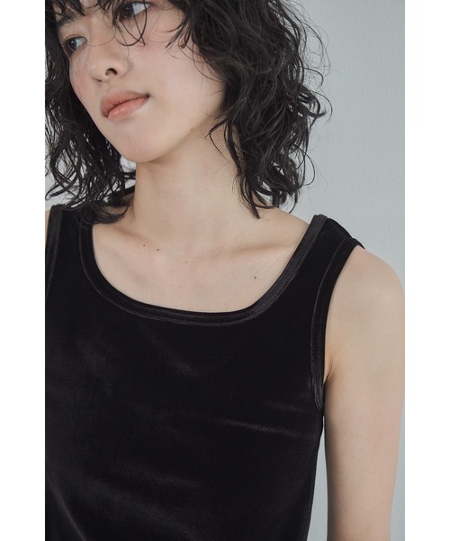 Abor】Velours Square Neck Tank/ベロアスクエアネックタンク