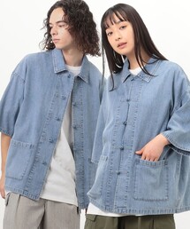 Purple&Yellow | デニム チャイナシャツ(シャツ/ブラウス)