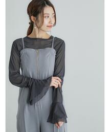 Te chichi | 【松井愛莉着用】袖フレアシアーカットチュールTOPS(Tシャツ/カットソー)