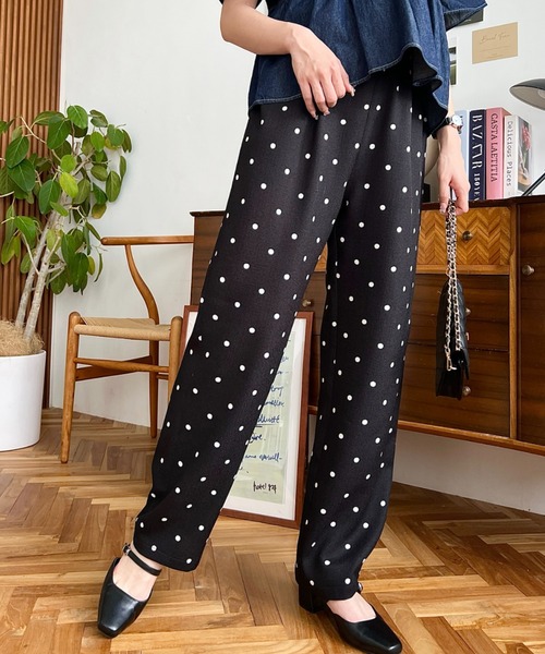 moment+（モーメントプラス）の「リネンライクドットプリントウエストリボンパンツ（その他パンツ・レディース・ベージュ/ブラック/ネイビー・L/M）」の18枚目の写真