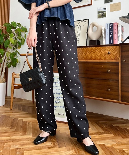 moment+（モーメントプラス）の「リネンライクドットプリントウエストリボンパンツ（その他パンツ・レディース・ベージュ/ブラック/ネイビー・L/M）」の19枚目の写真