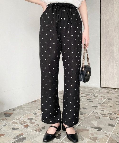 moment+（モーメントプラス）の「リネンライクドットプリントウエストリボンパンツ（その他パンツ・レディース・ベージュ/ブラック/ネイビー・L/M）」の22枚目の写真