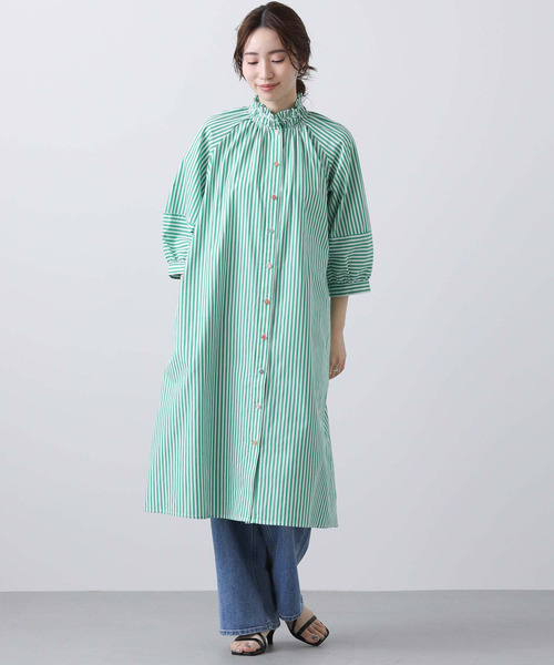 Gready Brilliant（グレディブリリアン）の「Ｎｕｍｐｈ＿ＳＴＰシャツワンピース（シャツワンピース・レディース・グリーン系・FREE）」の2枚目の写真