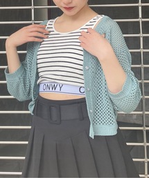 七分袖メッシュカーディガン