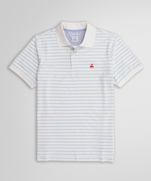BROOKS BROTHERS(ブルックスブラザーズ)の「スーピマコットン ストレッチピケ ダブルストライプ ポロシャツ Slim Fit(ポロシャツ・メンズ・ネイビー/ホワイト・LARGE/MEDIUM/SMALL/X-LARGE/X-SMALL)」の2枚目の写真