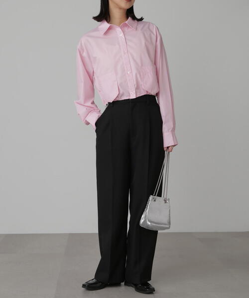 FREE'S MART（フリーズマート）の「◇裾ドロストショート丈シャツ（シャツ/ブラウス・レディース・ピンク/ブルー系その他/ホワイト・FREE）」の11枚目の写真