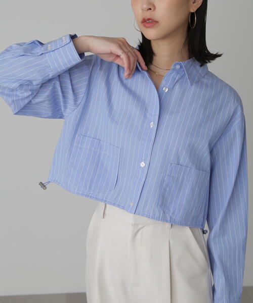 FREE'S MART（フリーズマート）の「◇裾ドロストショート丈シャツ（シャツ/ブラウス・レディース・ピンク/ブルー系その他/ホワイト・FREE）」の16枚目の写真