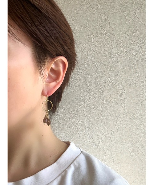 tone(トーン)の「【jebi】【jebi】14kgf ニュアンスメタルと天然石のピアス(MA)(ピアス(両耳用)・レディース・パープル/グリーン/ブラウン/レッド・FREE)」の20枚目の写真