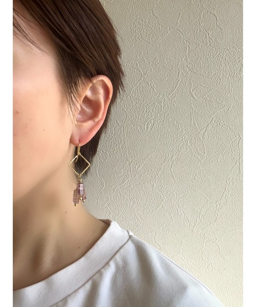 tone(トーン)の「【jebi】【jebi】14kgf ニュアンスメタルと天然石のピアス(MA)(ピアス(両耳用)・レディース・パープル/グリーン/ブラウン/レッド・FREE)」の18枚目の写真