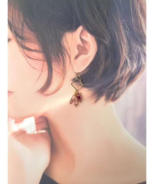 tone(トーン)の「【jebi】【jebi】14kgf ニュアンスメタルと天然石のピアス(MA)(ピアス(両耳用)・レディース・パープル/グリーン/ブラウン/レッド・FREE)」の7枚目の写真