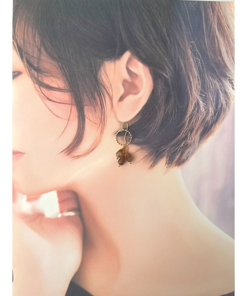 tone(トーン)の「【jebi】【jebi】14kgf ニュアンスメタルと天然石のピアス(MA)(ピアス(両耳用)・レディース・パープル/グリーン/ブラウン/レッド・FREE)」の6枚目の写真