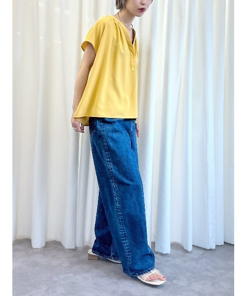 BLACK BY MOUSSY（ブラックバイマウジー）の「skipper blouse(スキッパーブラウス)（シャツ/ブラウス・レディース・オフホワイト/ライトグリーン/ネイビー/イエロー・FREE）」の7枚目の写真