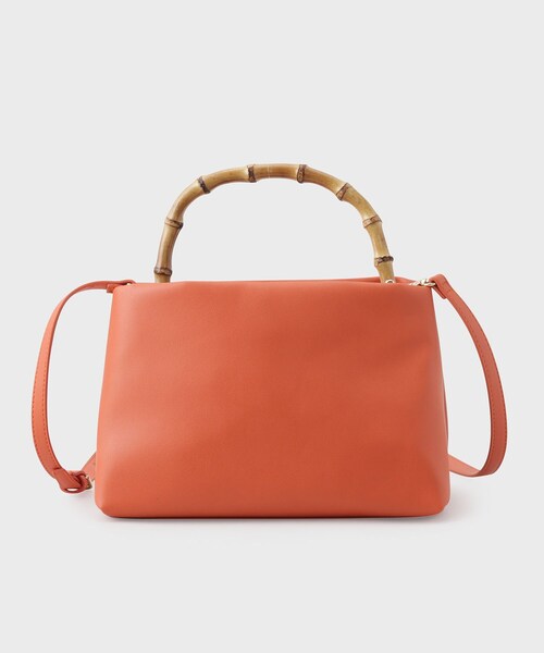 OPAQUE.CLIP（オペークドットクリップ）の「◆【2WAY】バンブーハンドルショルダーバッグ（ショルダーバッグ・レディース・オレンジ/アイボリー/ブラック・00）」の3枚目の写真