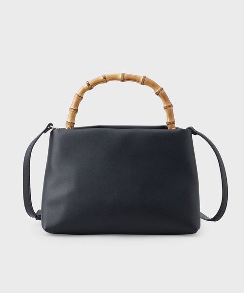 OPAQUE.CLIP（オペークドットクリップ）の「◆【2WAY】バンブーハンドルショルダーバッグ（ショルダーバッグ・レディース・オレンジ/アイボリー/ブラック・00）」の2枚目の写真